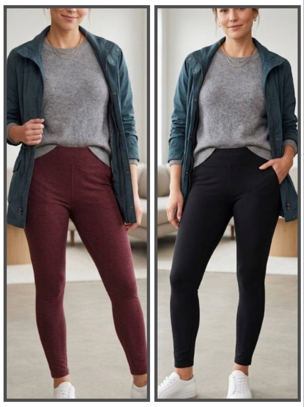 Lot Of 2 Universal Standard Roya Stretch Leggings Black Cherry Black Size Large